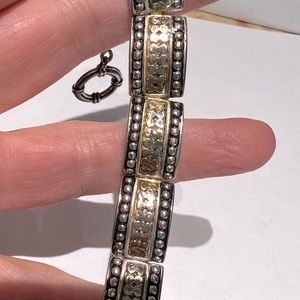 Two tone toggle bracelet with antiquing